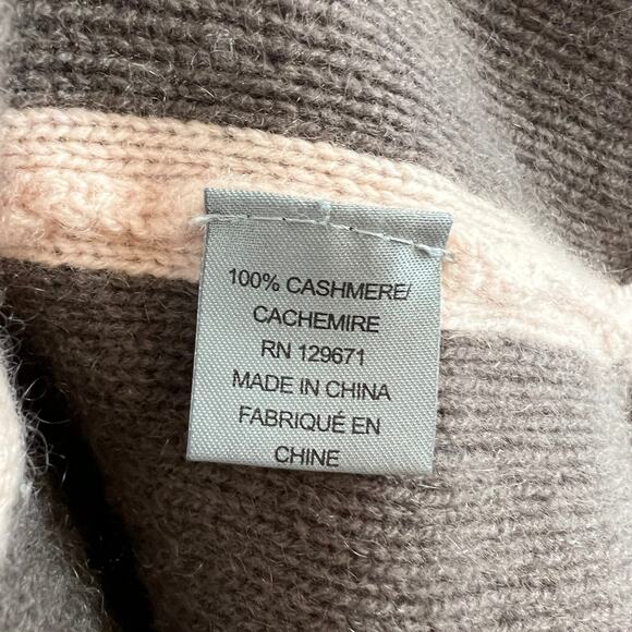 360 Cashmere Tan/Brown Color-Block Draped Relaxed Cardigan Sweater Pockets S - Picture 7 of 8